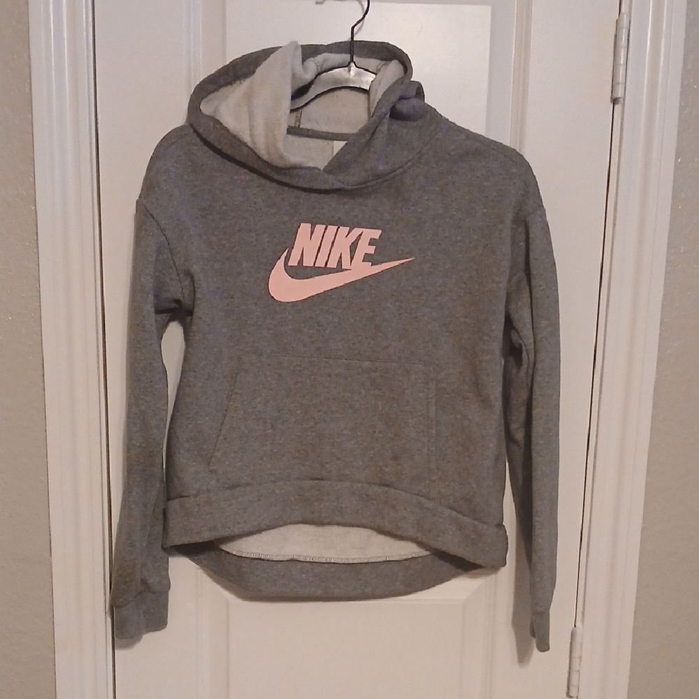 Nike Heather Gray Hoodie with Soft Pink Logo